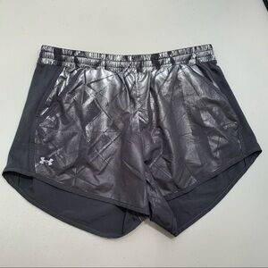 Under Armour Heat Gear Running Shorts Women Size Large Black/Silver